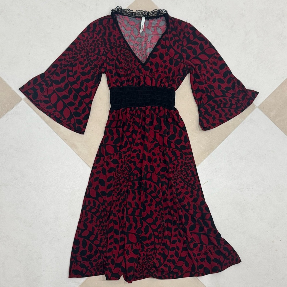 Vintage Scott Red and Black Long Sleeve Dress